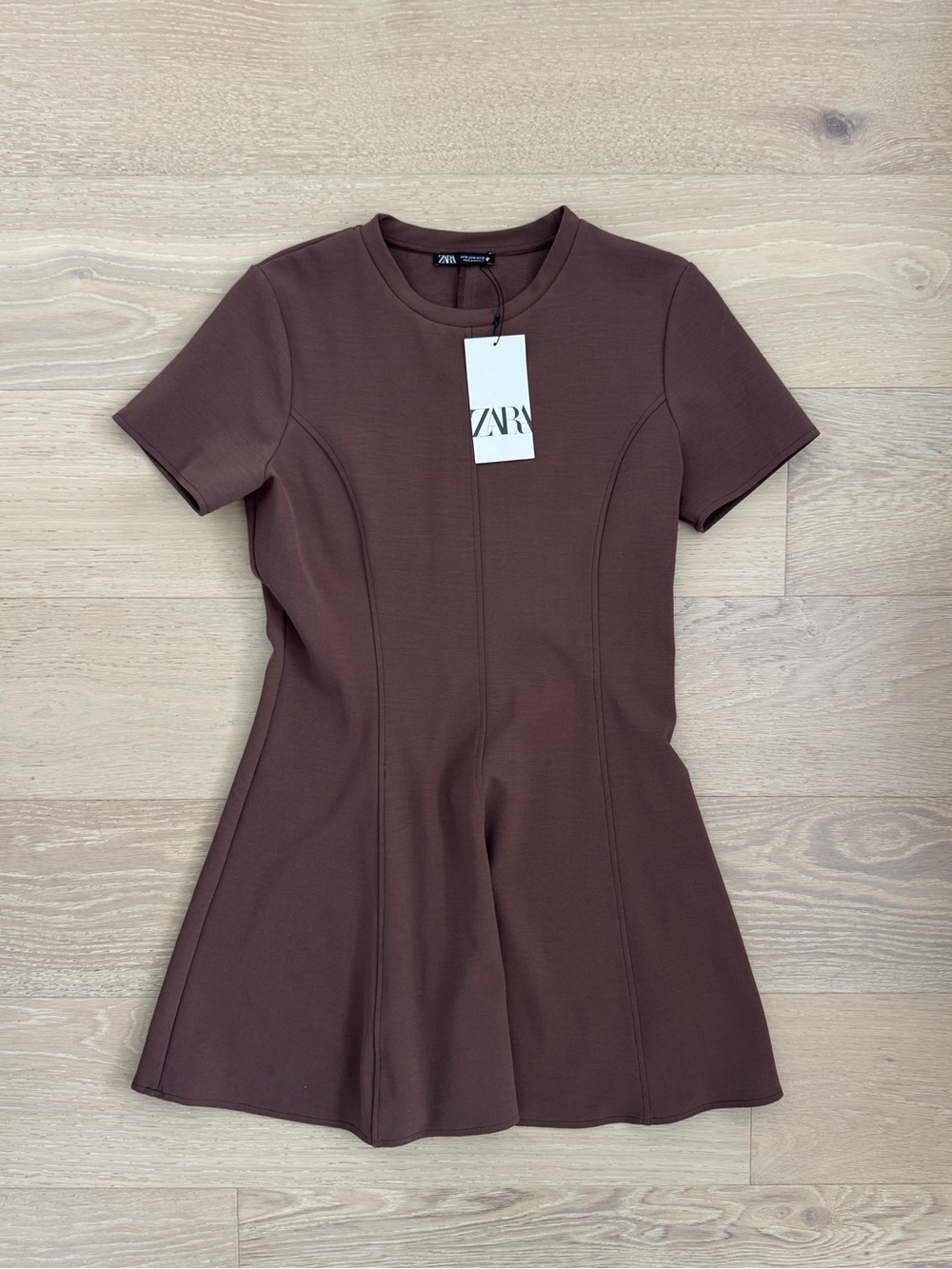 Zara Brown Skater Mini Dress